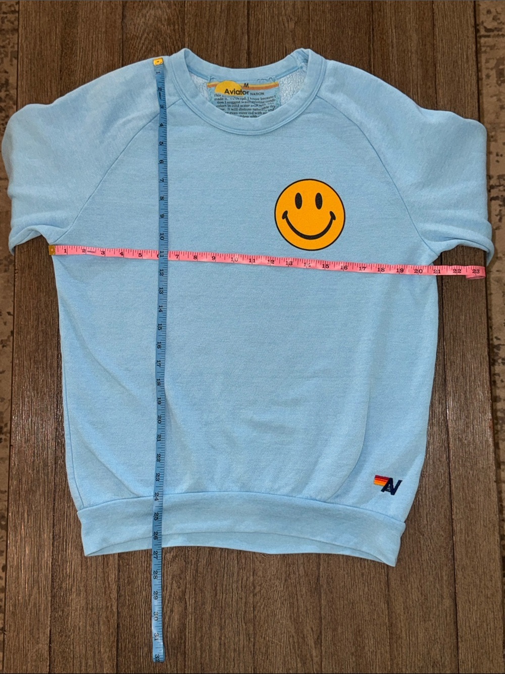 Aviator Nation SMILEY 2 RELAXED SWEATSHIRT OCEAN Unisex - Picture 11 of 13